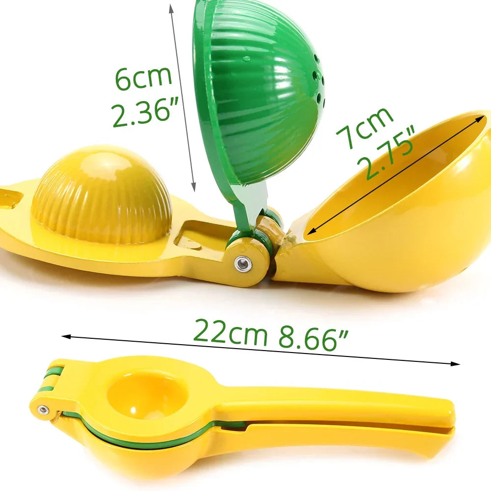 Manual Citrus Juicer Aluminium | 2-In-1 Lemon Lime Squeezer for Small Oranges | Dishwasher Safe, No Mess Design