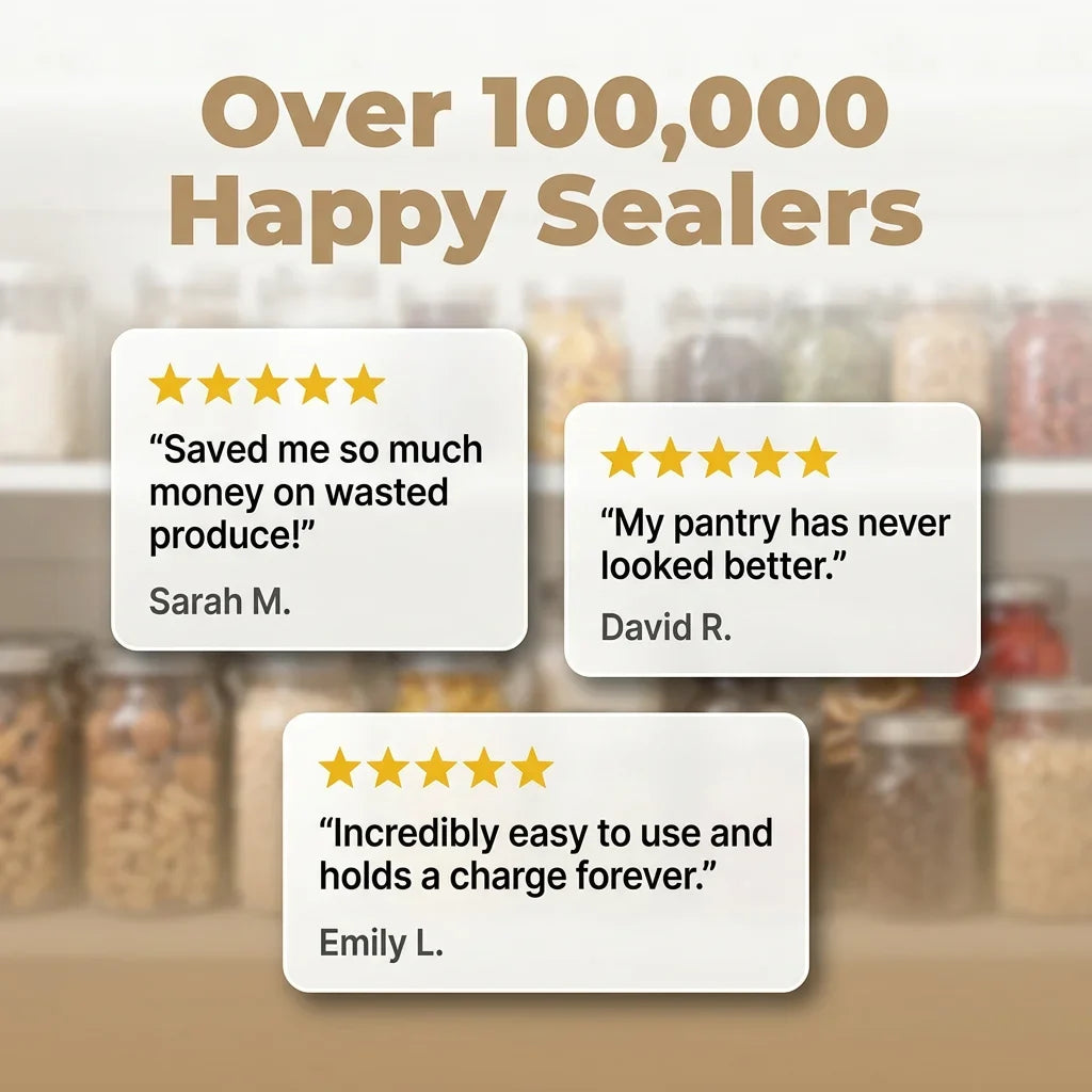 Mason Jar Vacuum Sealer | Cordless One-Touch Sealing | Fits Wide &amp; Regular Mouth Jars for Long-Lasting Pantry Freshness