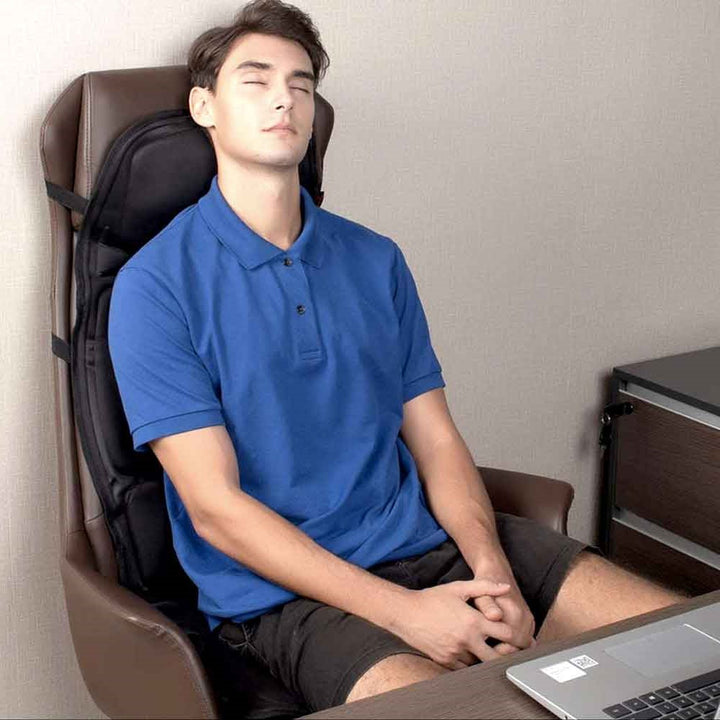 Massage Chair Pad with Heated Back &amp; Neck Cushion | 8 Modes, Shiatsu &amp; Kneading Rollers | Heat Therapy, Car &amp; Home Use