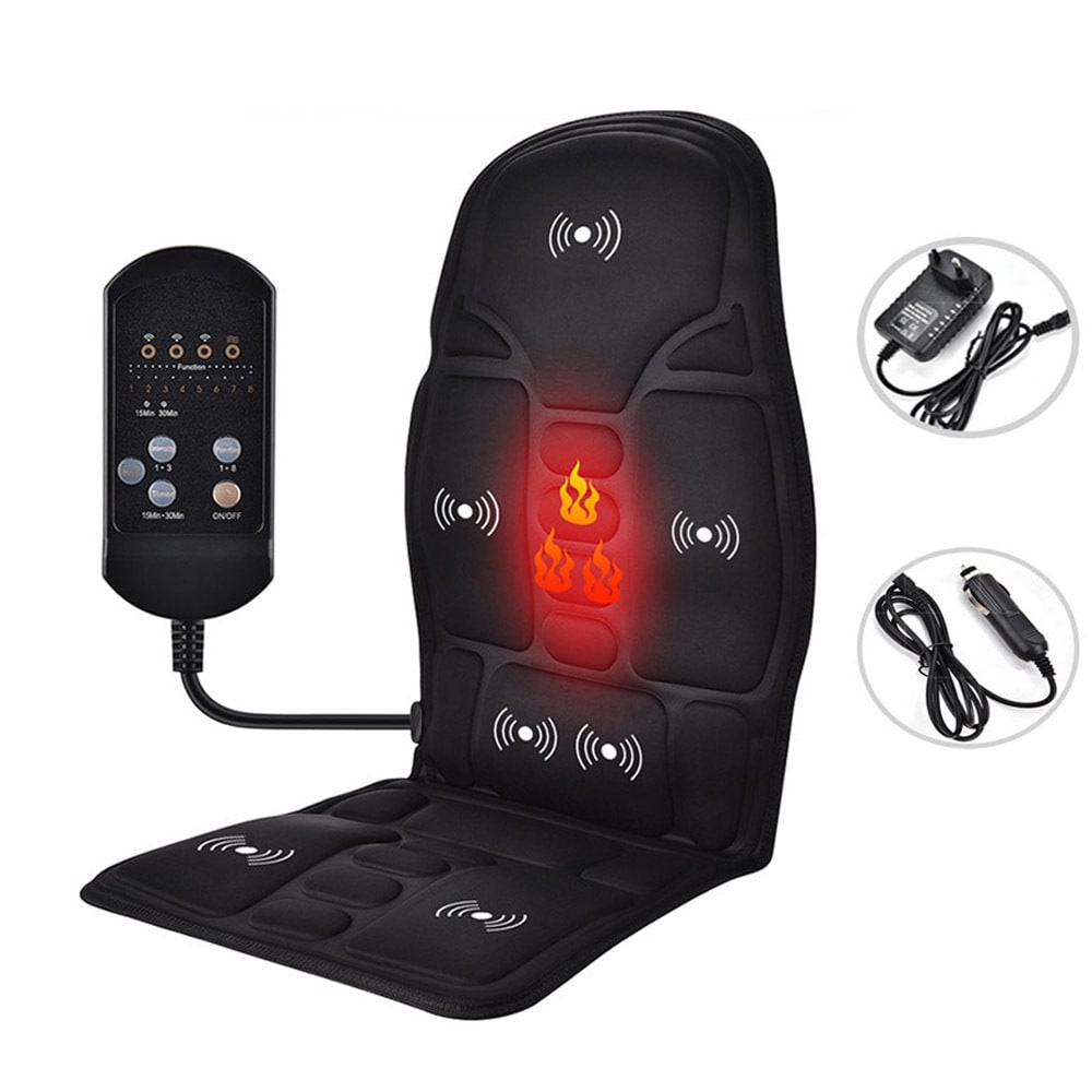 Massage Seat Cushion with Heat &amp; Vibration | Wired Remote | Timer &amp; Intensity Settings