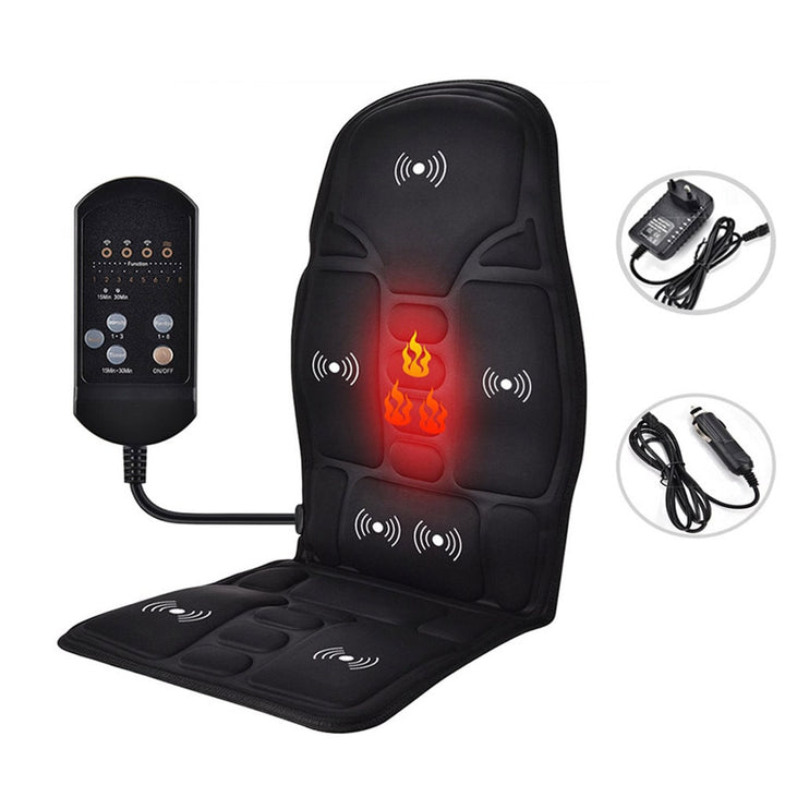 Massage Seat Cushion with Heat &amp; Vibration | Wired Remote | Timer &amp; Intensity Settings