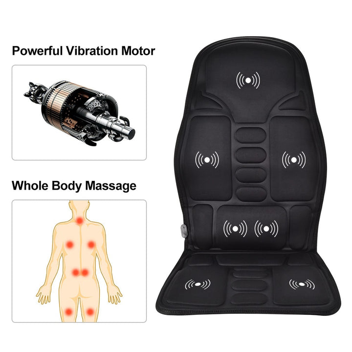 Massage Seat Cushion with Heat &amp; Vibration | Wired Remote | Timer &amp; Intensity Settings