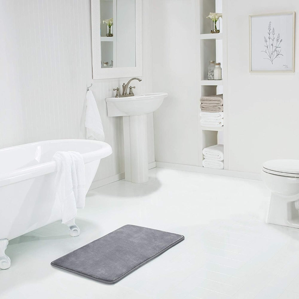 Memory Foam Bath Mat Non-Slip Quick-Dry Machine Washable with Cushioned Surface