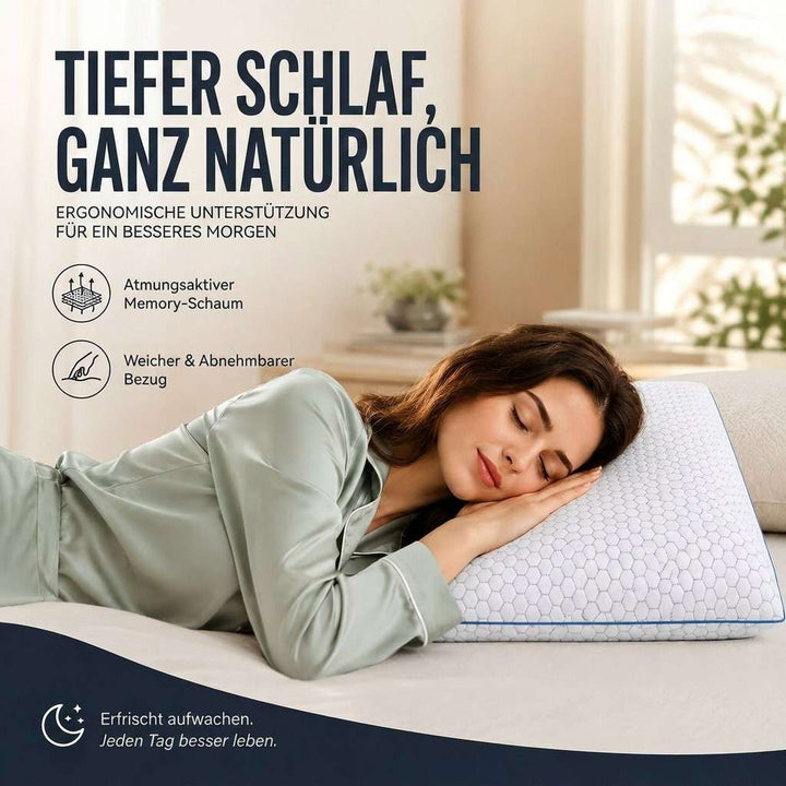 Memory Foam Neck Support Pillow with Cooling Gel | Contoured Ergonomic Design | Pressure-Relief Comfort for Better Sleep