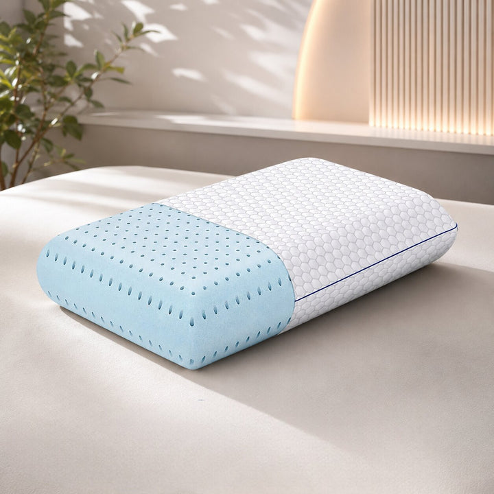 Memory Foam Neck Support Pillow with Cooling Gel | Contoured Ergonomic Design | Pressure-Relief Comfort for Better Sleep