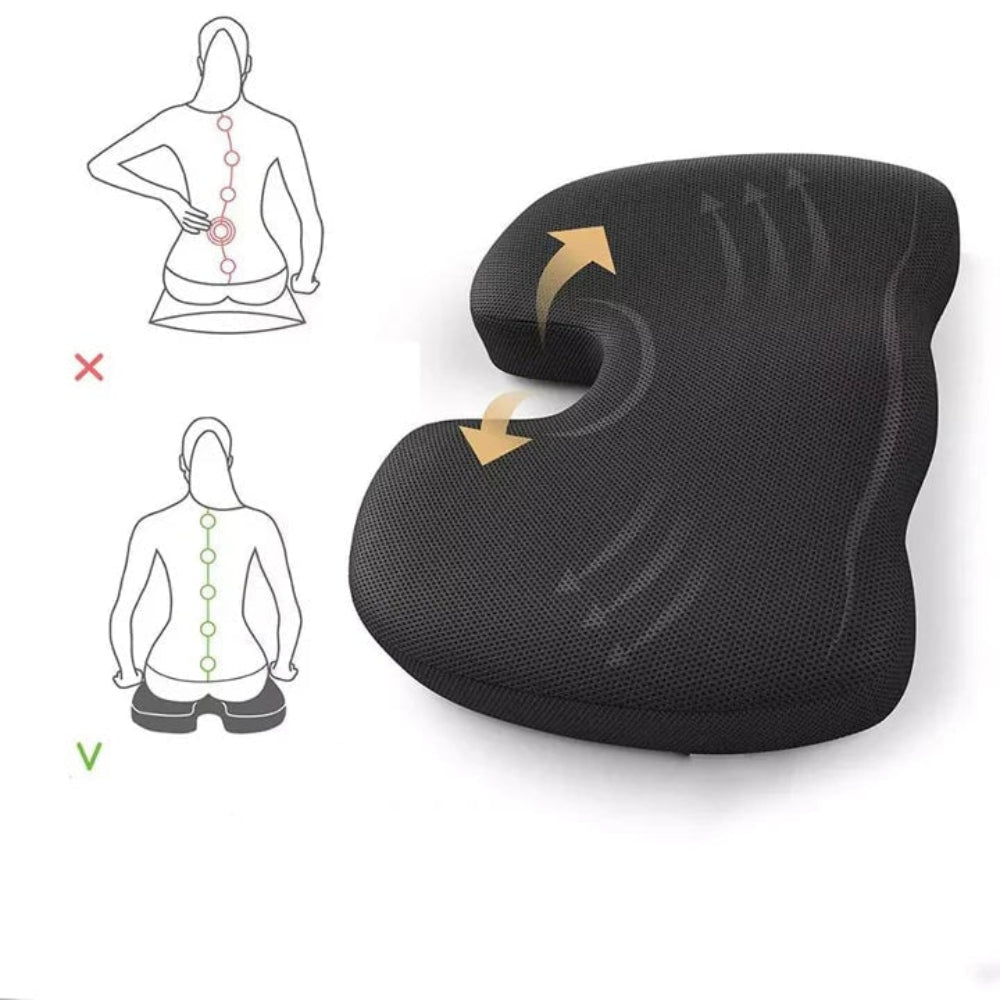 Memory Foam Seat Cushion | Cooling Gel Cover, Non-Slip Base | Pressure Relief for Office Chairs, Car Seats &amp; Home Use