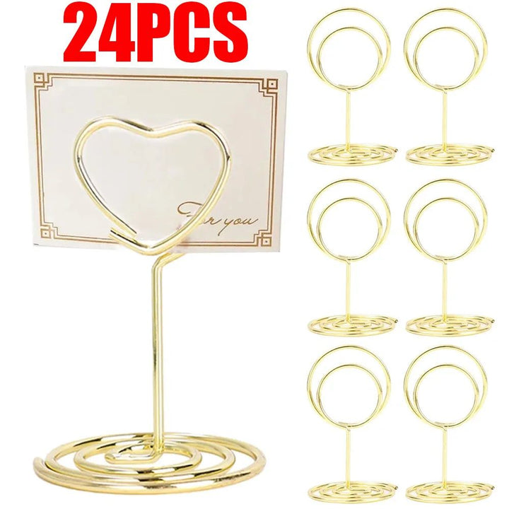Metal Place Card Holders Clip Stands | Stable Base for Photos, Signs &amp; Table Numbers | Reusable for Any Occasion