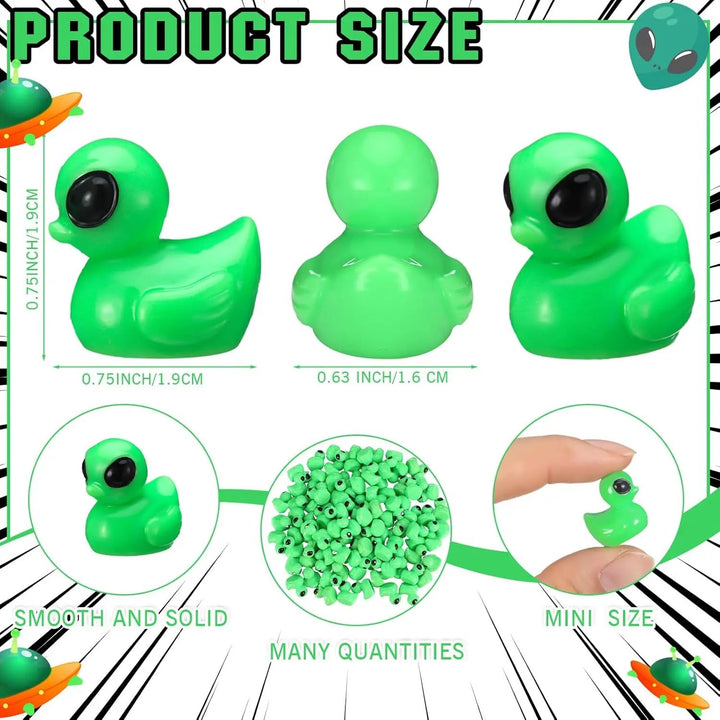 Mini Alien Duck Figurines Resin | 50-Piece Set for Party Favours &amp; Desk Décor | Sci-Fi Style Halloween Accents