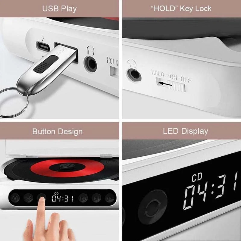 Mini CD Player | Portable Bluetooth Disc Player