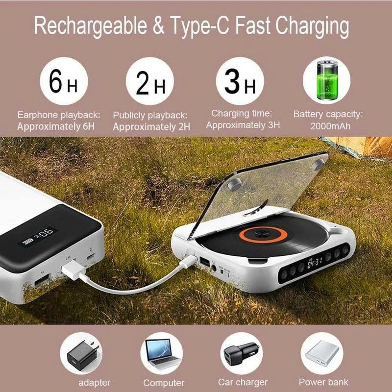 Mini CD Player | Portable Bluetooth Disc Player