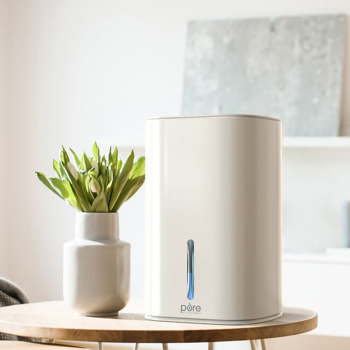 Mini Dehumidifier Compact Plastic Housing | Removable Translucent Tank | Reduces Damp in Bathrooms, Bedrooms &amp; Basements
