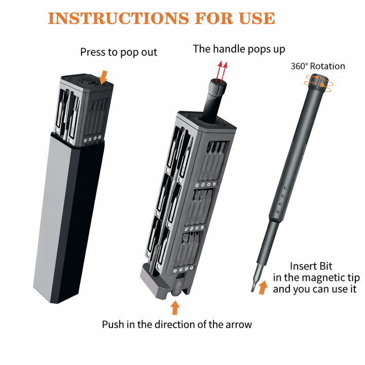Mini Electric Screwdriver 40-in-1 | Adjustable Torque 0.05-3 Nm, S2 Steel Bits | USB-C Fast Charging, 400 Screws Per Charge