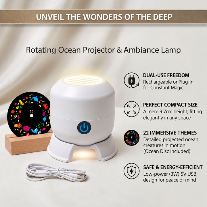 Mini Ocean Projector | Rotating Head, Remote And Stand