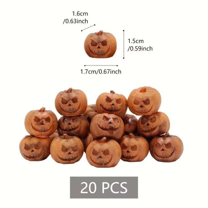 Mini Resin Pumpkin Set Halloween Fall Decor | 20 Piece Set for Tables & Shelves | Reusable Resin Craft Pumpkins