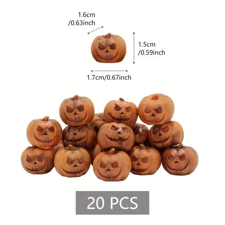 Mini Resin Pumpkin Set Halloween Fall Decor | 20 Piece Set for Tables &amp; Shelves | Reusable Resin Craft Pumpkins