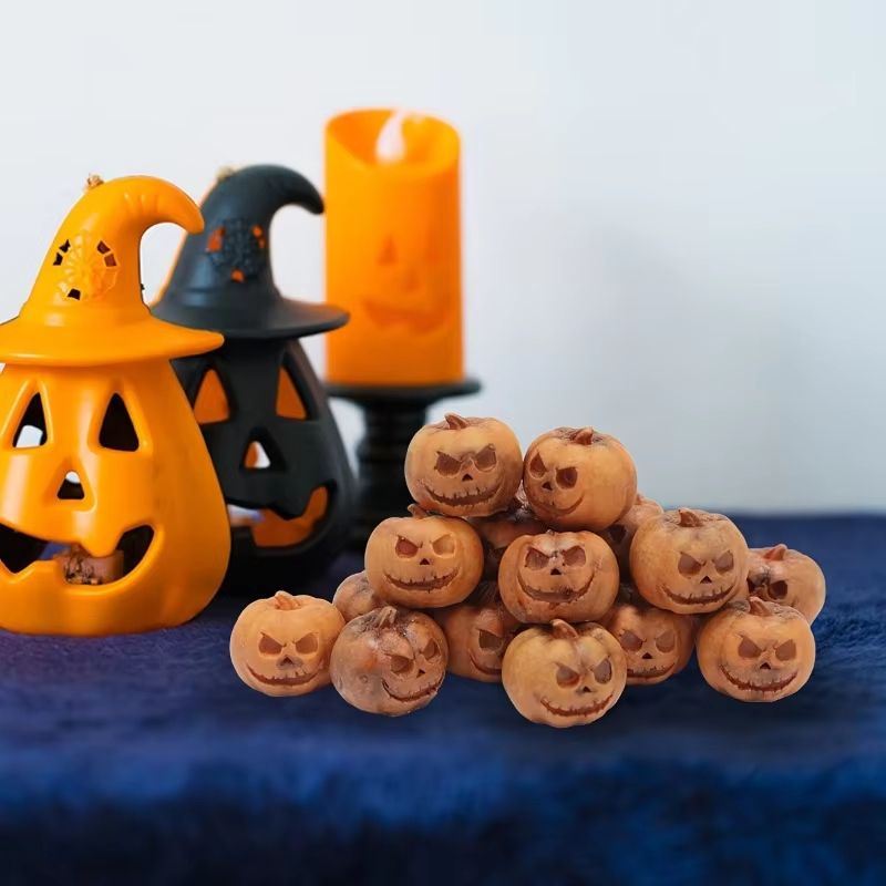 Mini Resin Pumpkin Set Halloween Fall Decor | 20 Piece Set for Tables &amp; Shelves | Reusable Resin Craft Pumpkins