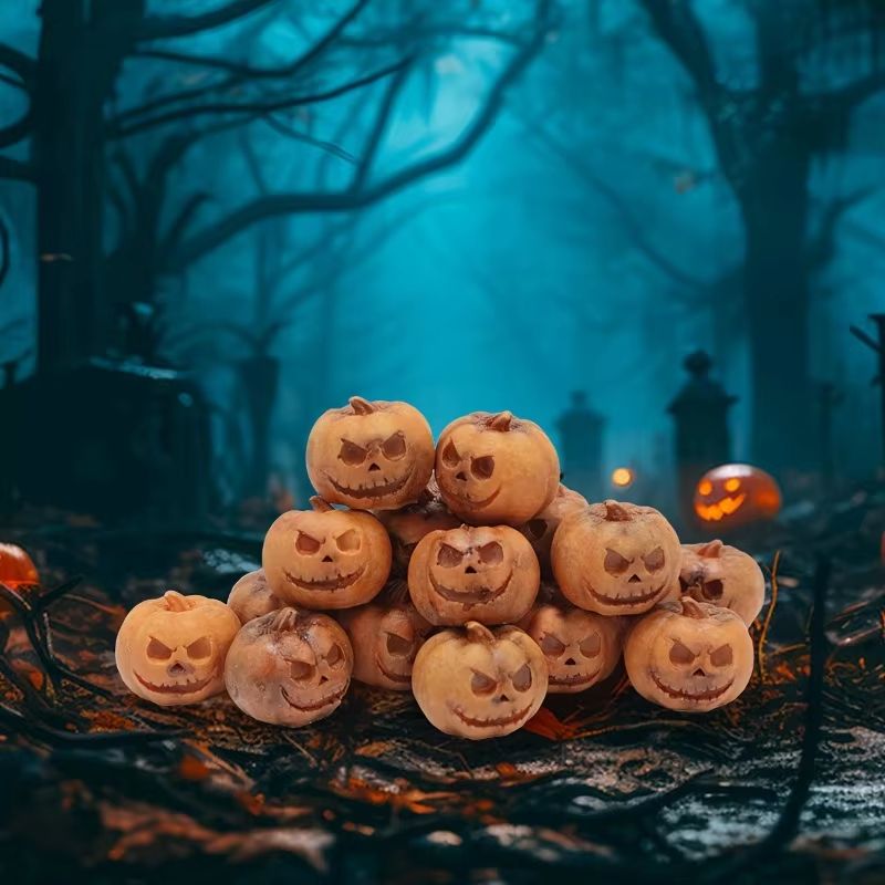 Mini Resin Pumpkin Set Halloween Fall Decor | 20 Piece Set for Tables &amp; Shelves | Reusable Resin Craft Pumpkins