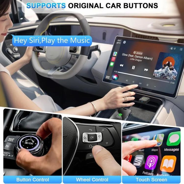 Mini Wireless CarPlay Adapter | 5GHz WiFi & Bluetooth 5.2 | Plug & Play for 800+ Cars & All iPhones iOS 10+, No Extra Cables