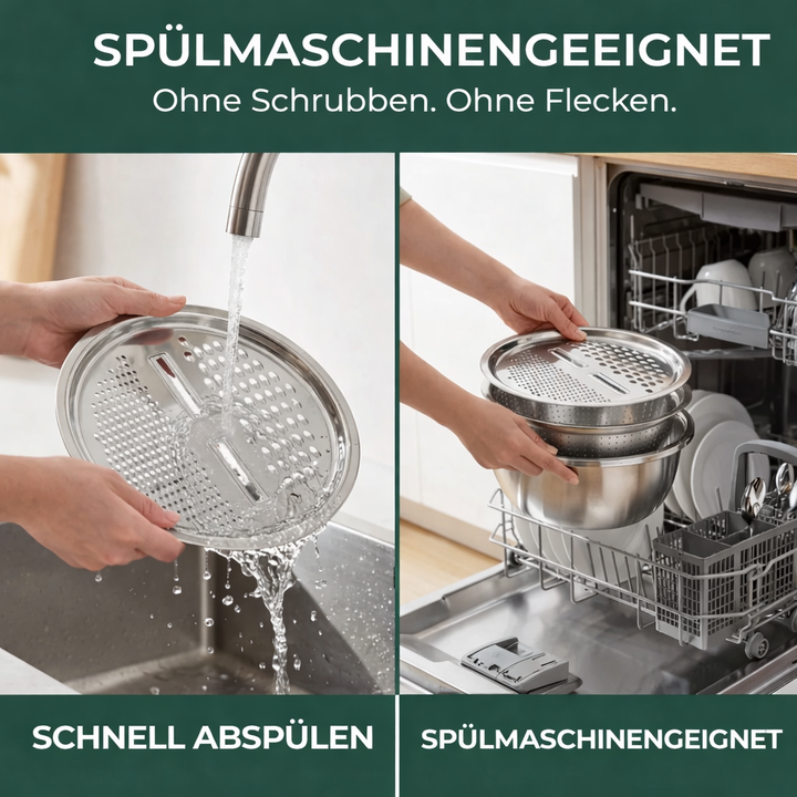 Mixing Bowl Set Stainless Steel 3-Piece | Grater and Sieve Included | Compact Stacking Design for Kitchen Storage