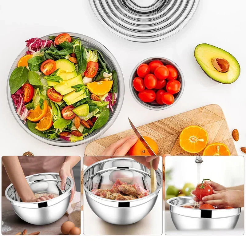 Mixing Bowl Set Stainless Steel Stackable Airtight with Grater Attachments