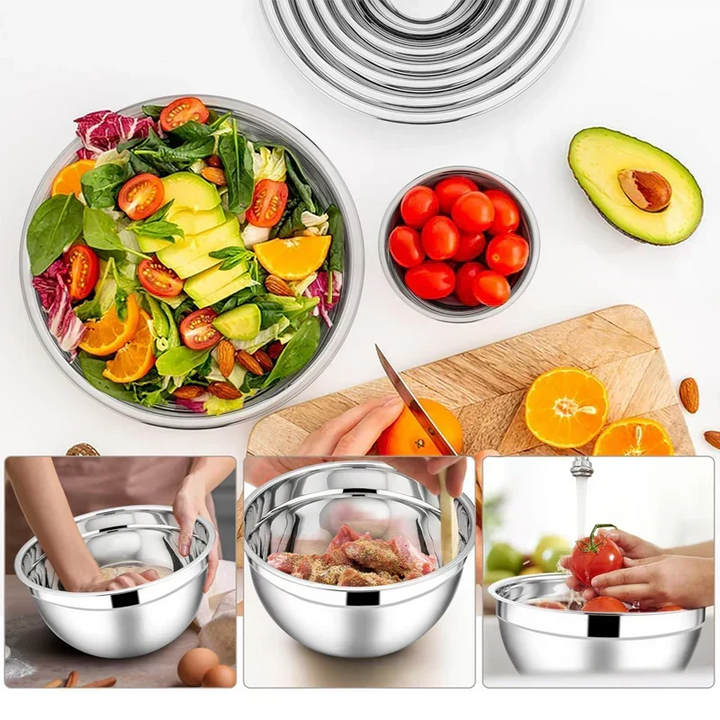 Mixing Bowl Set Stainless Steel Stackable Airtight with Grater Attachments