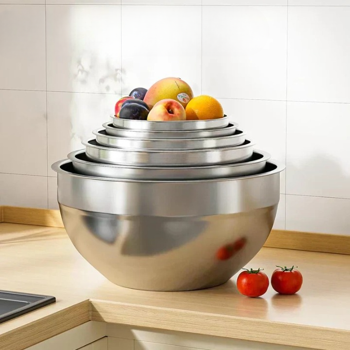 Mixing Bowl Set Stainless Steel Stackable Airtight with Grater Attachments