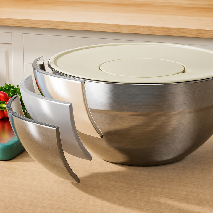 Mixing Bowl Set Stainless Steel Stackable Airtight with Grater Attachments