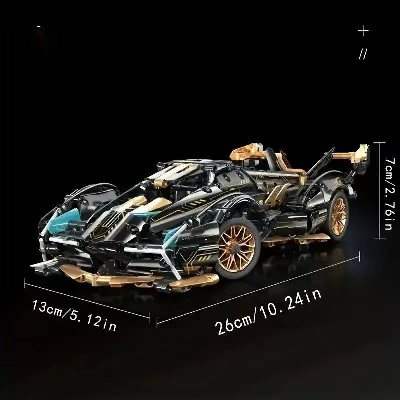 Model Car Building Block Set, 1690 Pieces | Working Steering &amp; Adjustable Suspension | Liftable Cockpit and Engine Bay