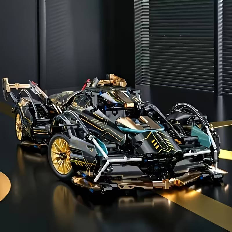 Model Car Building Block Set, 1690 Pieces | Working Steering & Adjustable Suspension | Liftable Cockpit and Engine Bay