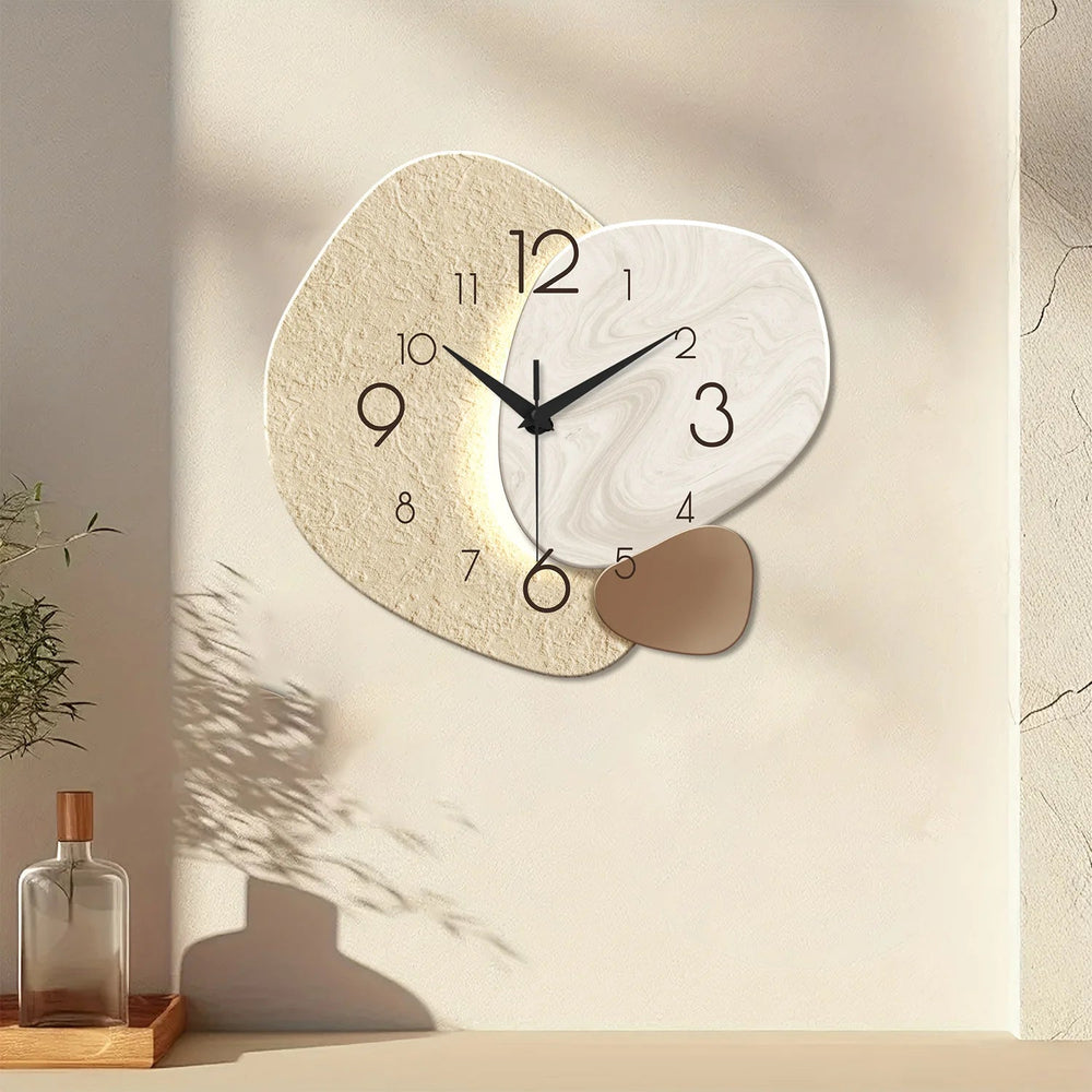 Modern Simple Wall Clock | Pebble Shape, Layered Faces