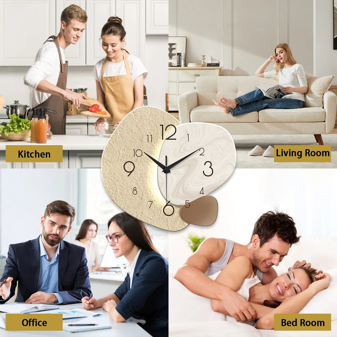 Modern Simple Wall Clock | Pebble Shape, Layered Faces