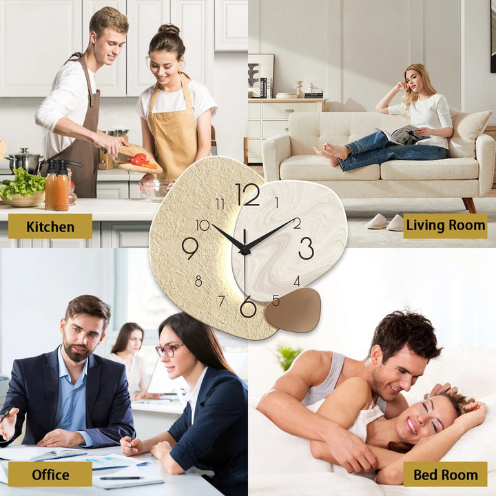 Modern Simple Wall Clock | Pebble Shape, Layered Faces