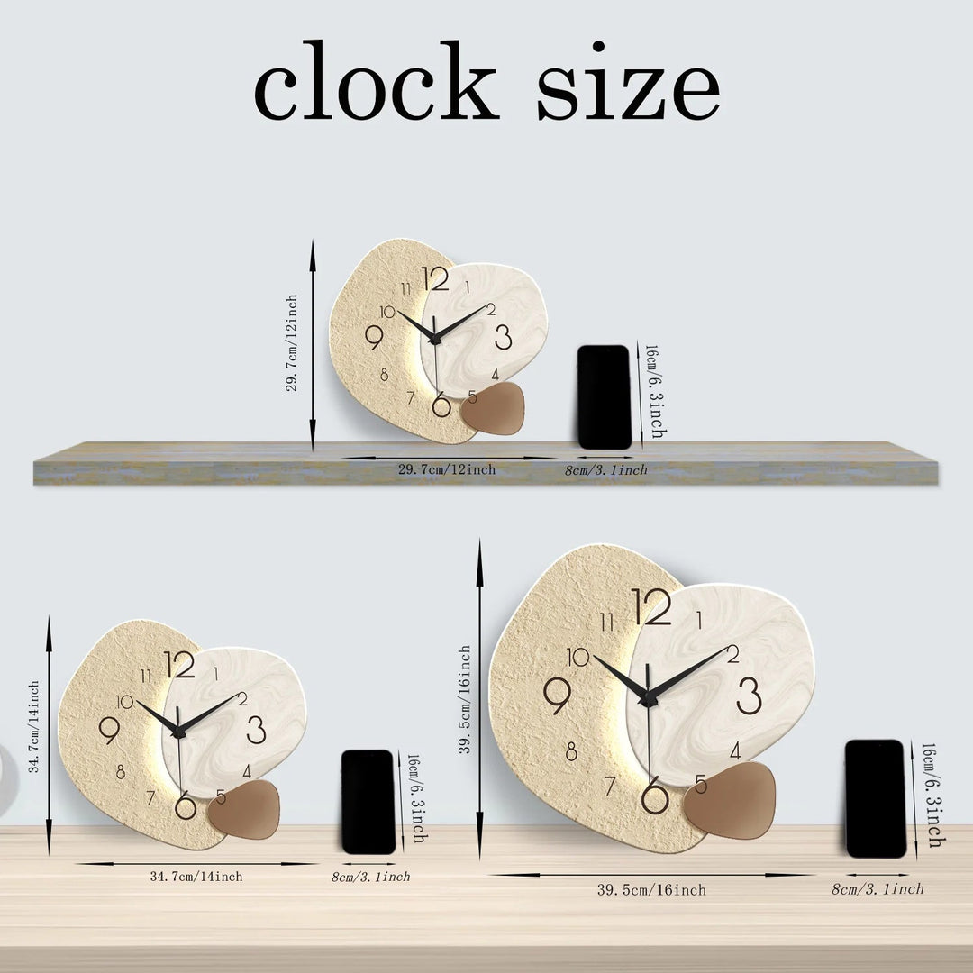 Modern Simple Wall Clock | Pebble Shape, Layered Faces