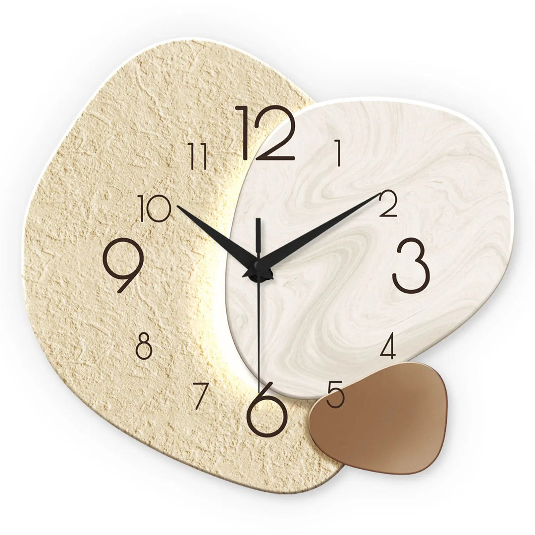 Modern Simple Wall Clock | Pebble Shape, Layered Faces