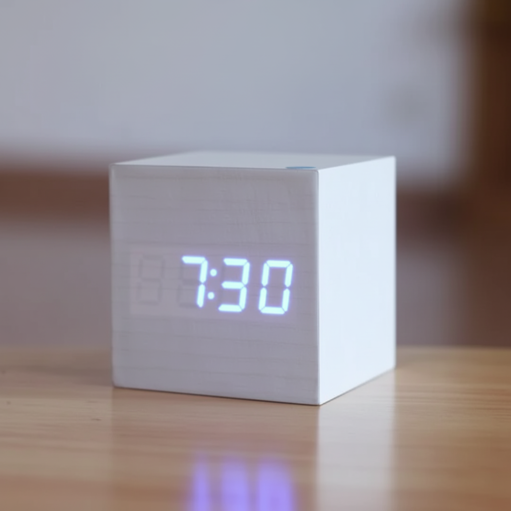 Digital Wooden Alarm Clock | Bright LED Display for Desk, Bedside and Shelf | USB or Battery Powered, Compact Design 2