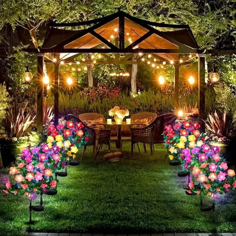 Mood Lighting Garden Flower Stakes Solar Weatherproof with Two Light Modes