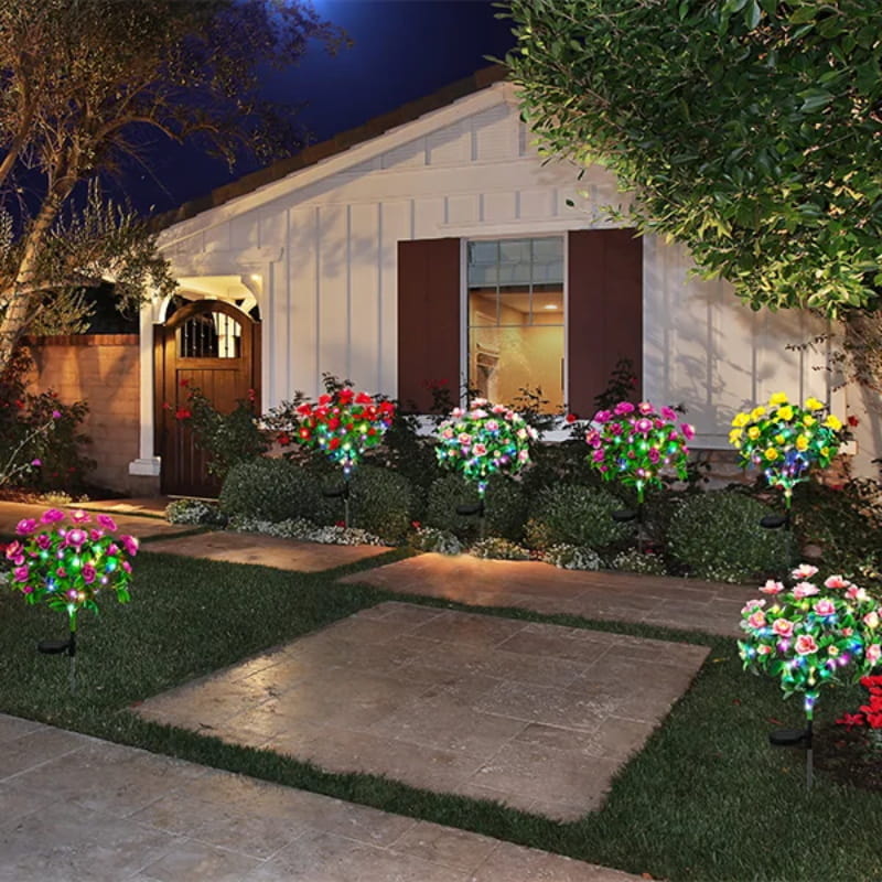Mood Lighting Garden Flower Stakes Solar Weatherproof with Two Light Modes
