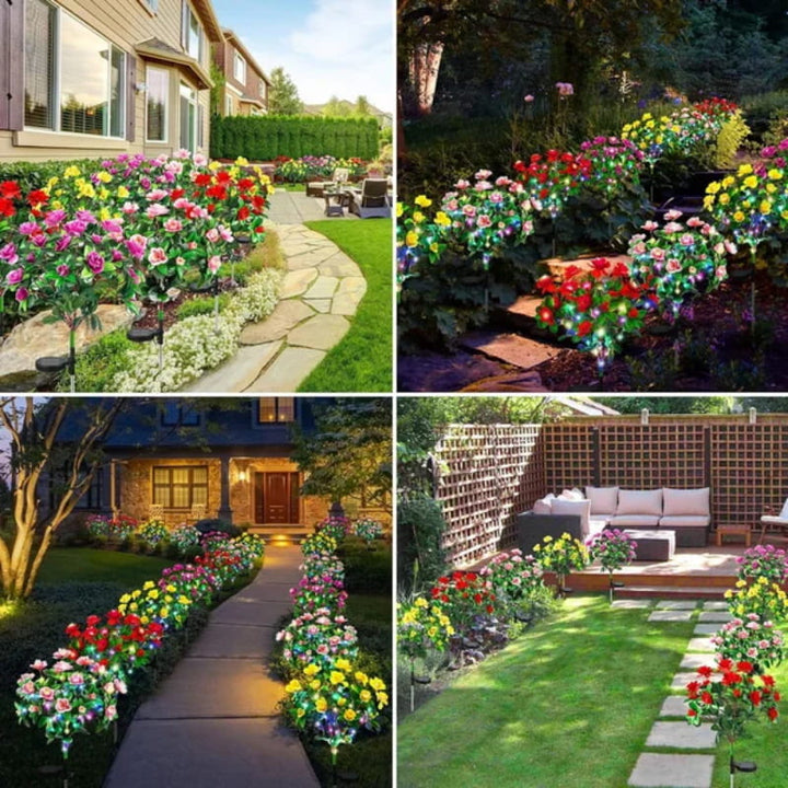 Mood Lighting Garden Flower Stakes Solar Weatherproof with Two Light Modes