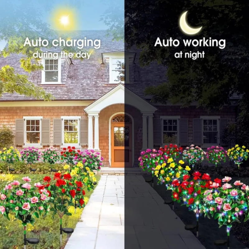 Mood Lighting Garden Flower Stakes Solar Weatherproof with Two Light Modes