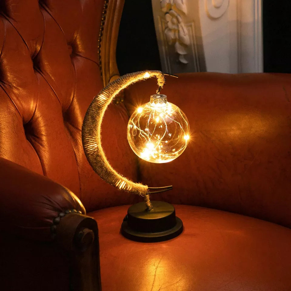 Moon Table Lamp LED | Golden Shimmer, Cosmic Purple, Galaxy Blue | Battery-Powered, No Cables