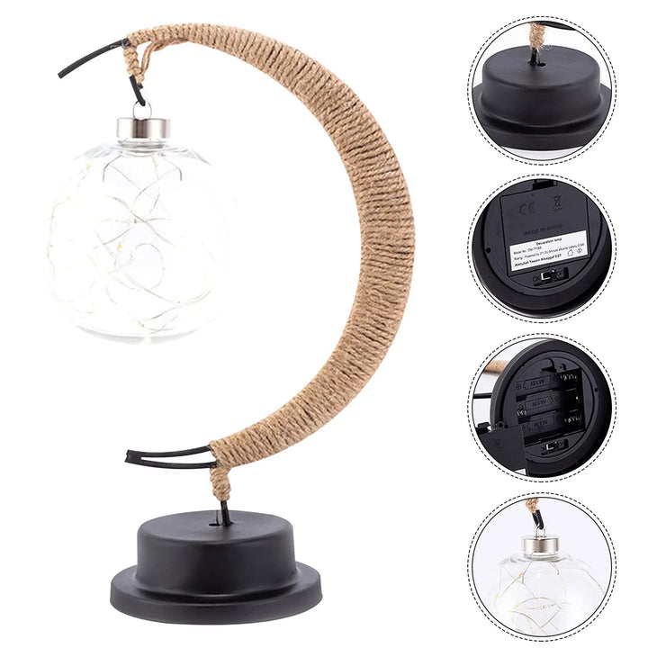Moon Table Lamp LED | Golden Shimmer, Cosmic Purple, Galaxy Blue | Battery-Powered, No Cables
