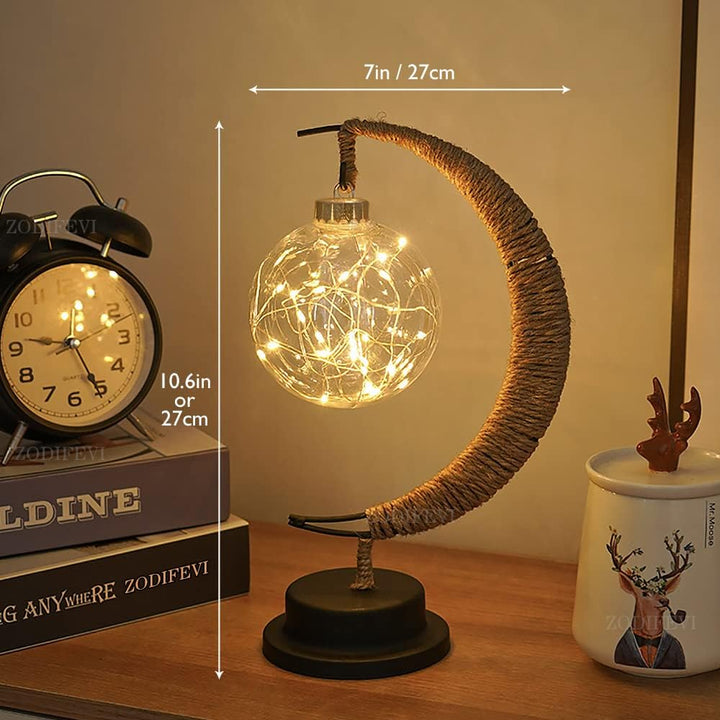 Moon Table Lamp LED | Golden Shimmer, Cosmic Purple, Galaxy Blue | Battery-Powered, No Cables