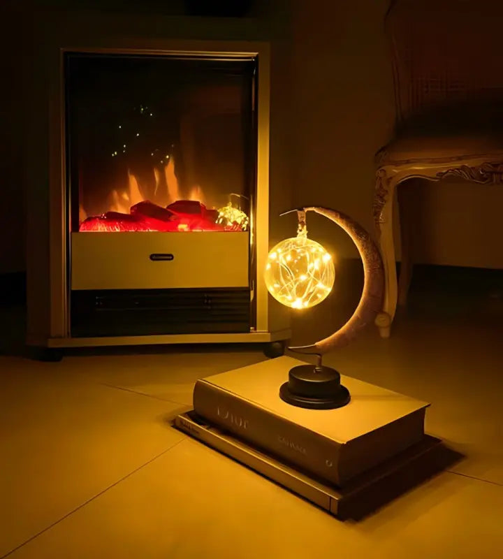 Moon Table Lamp LED | Golden Shimmer, Cosmic Purple, Galaxy Blue | Battery-Powered, No Cables