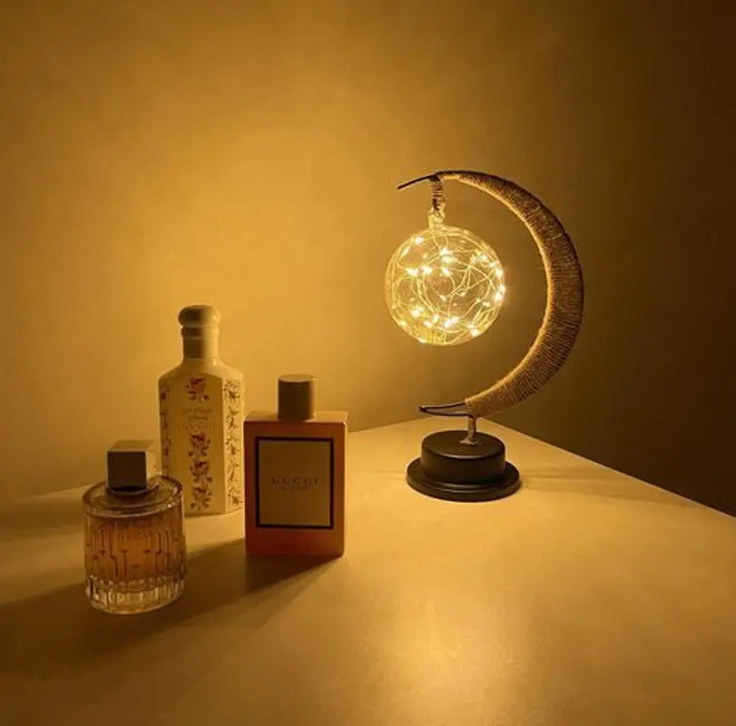 Moon Table Lamp LED | Golden Shimmer, Cosmic Purple, Galaxy Blue | Battery-Powered, No Cables