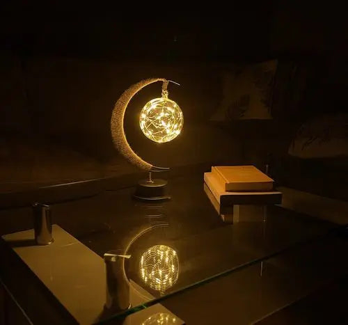 Moon Table Lamp LED | Golden Shimmer, Cosmic Purple, Galaxy Blue | Battery-Powered, No Cables
