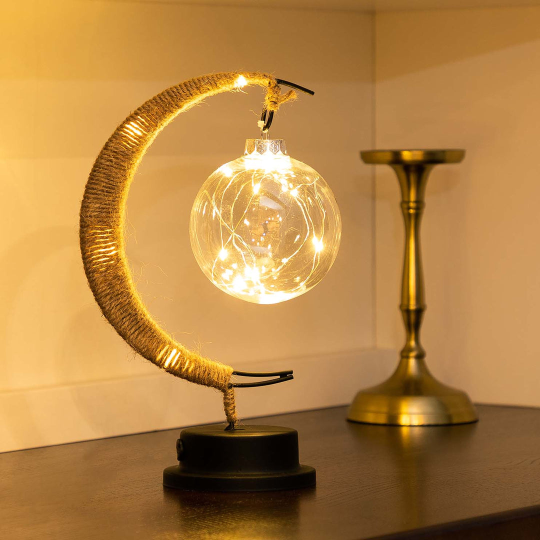 Moon Table Lamp LED | Golden Shimmer, Cosmic Purple, Galaxy Blue | Battery-Powered, No Cables