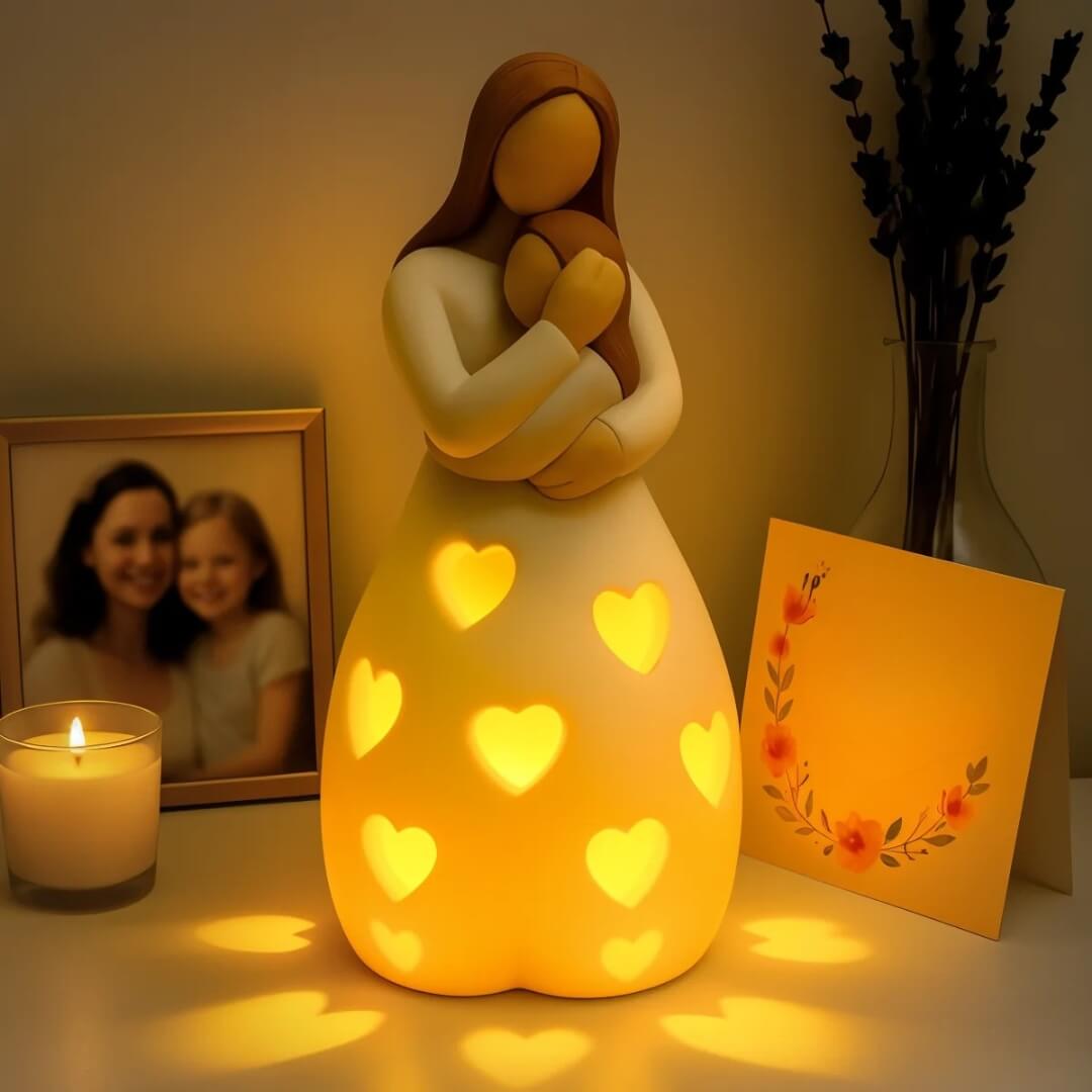 Mother And Child Table Lamp | Heart Cut-Outs, Warm Glow