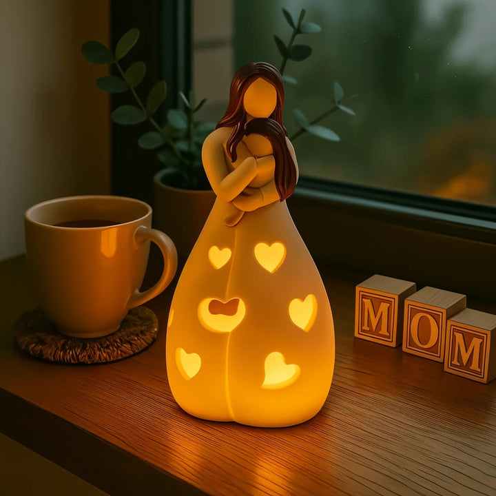 Mother And Child Table Lamp | Heart Cut-Outs, Warm Glow
