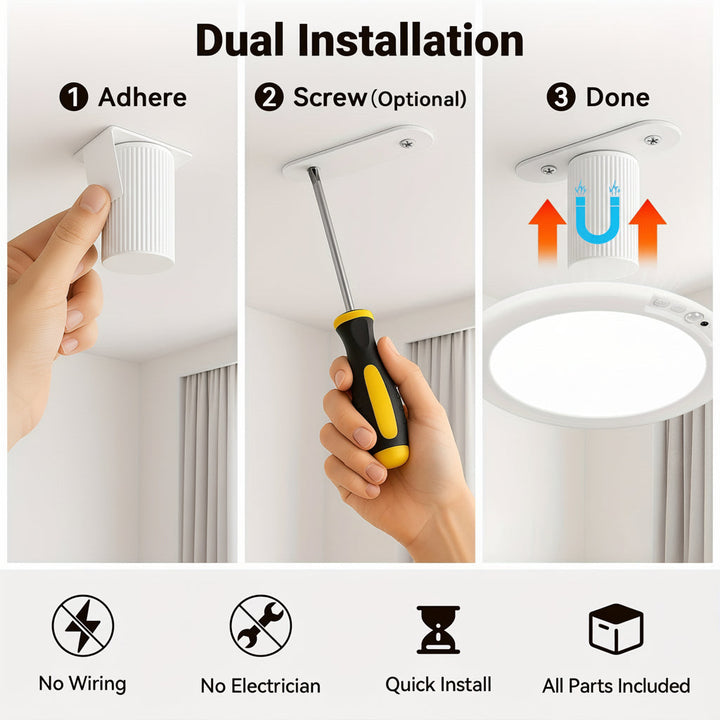 Motion Sensor Ceiling Light Rechargeable LED | Flush Mount Design with Remote Control | 10000mAh Battery, Wireless USB Charging