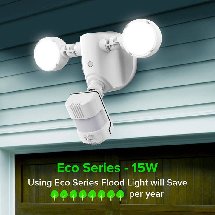 Motion Sensor LED Flood Light Ceramic Housing | 2000 Lumen 320 Degree Beam, 72ft Range | IP65 Weatherproof Security Light